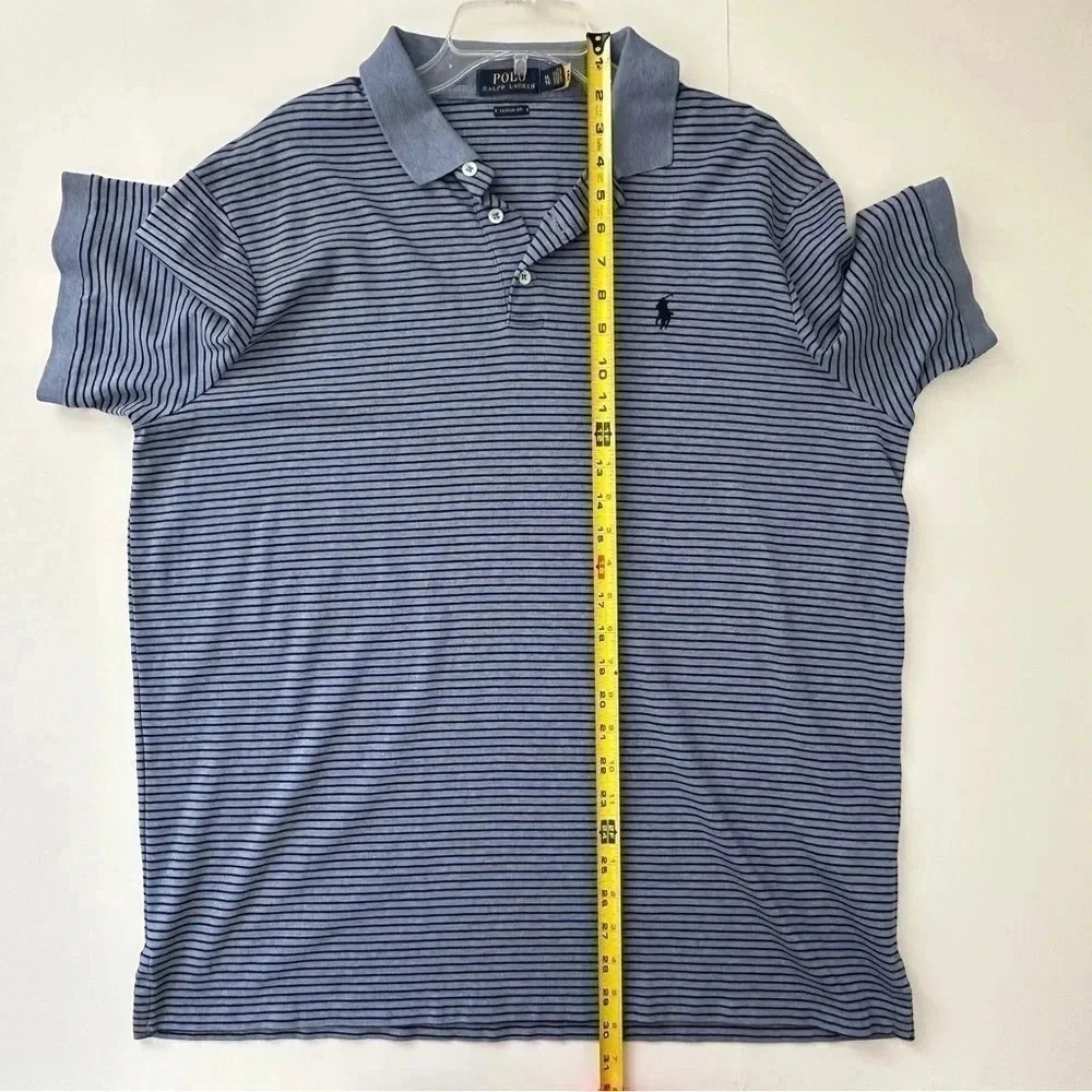 Polo Ralph Lauren Classic Fit Soft Cotton Striped Polo Shirt, Blue/Navy, XL‎ - Picture 6 of 7
